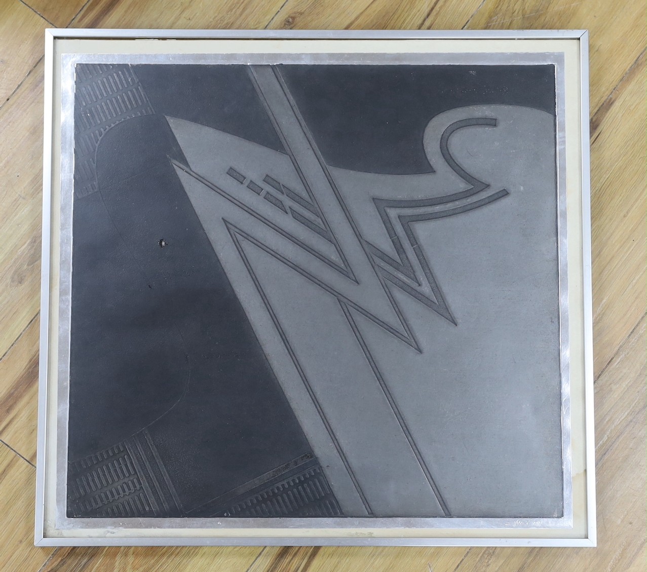 Enrico Ricci (Italian, 1925-), engraving on foil in black, 'Interseczione di Elementi', signed and numbered 9/20, 48 x 52cm